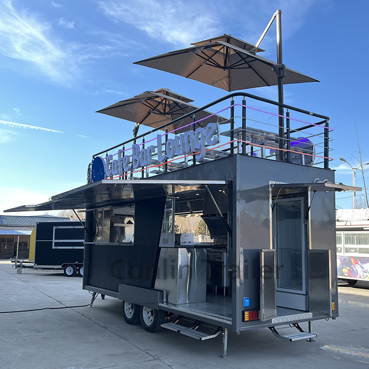 Popular Remolque De Comida De dos Pisos Fast Food Bus Food Trucks With Bathroom For Sale