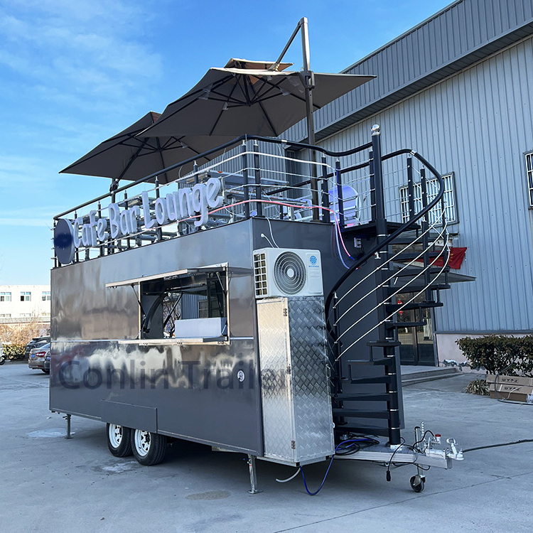 Functional food truck two story festival food concession trailer burger cart for sale