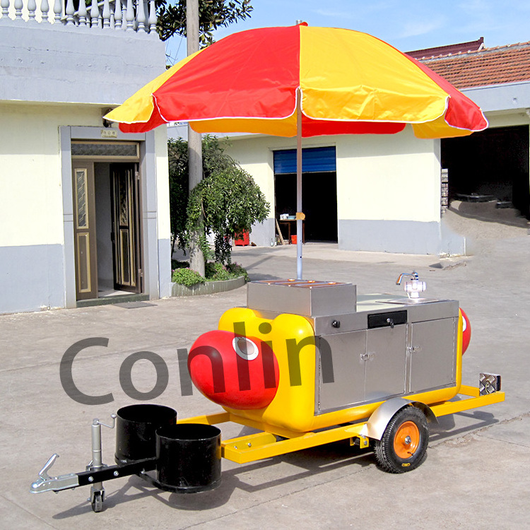 Hot selling street mobile hot dog stand hotdog cart with grill