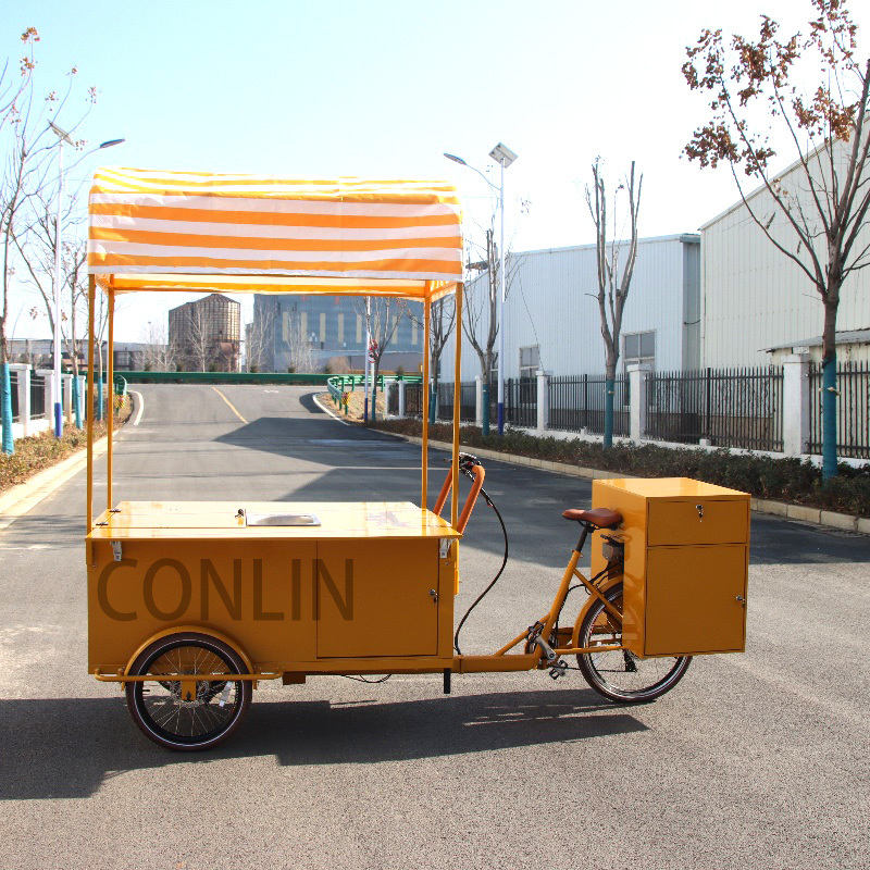 Coffee Cart With Electric Bike Coffee Cart Commercial Food Bicycle Cart Hot Dog Bike For Sale