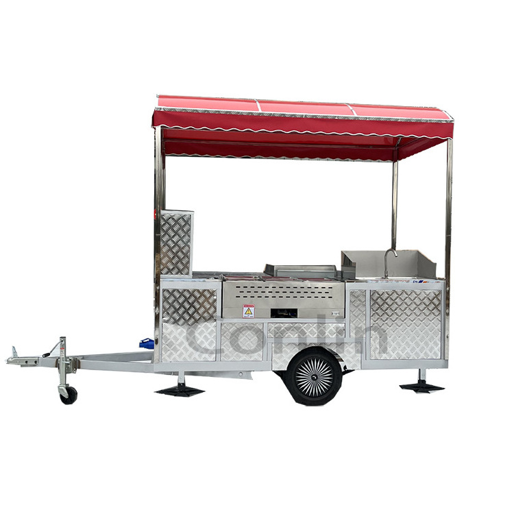 Factory price street stall for churros mobile snack hot dog cart food trolley towable coffee shop mobile cart for sale