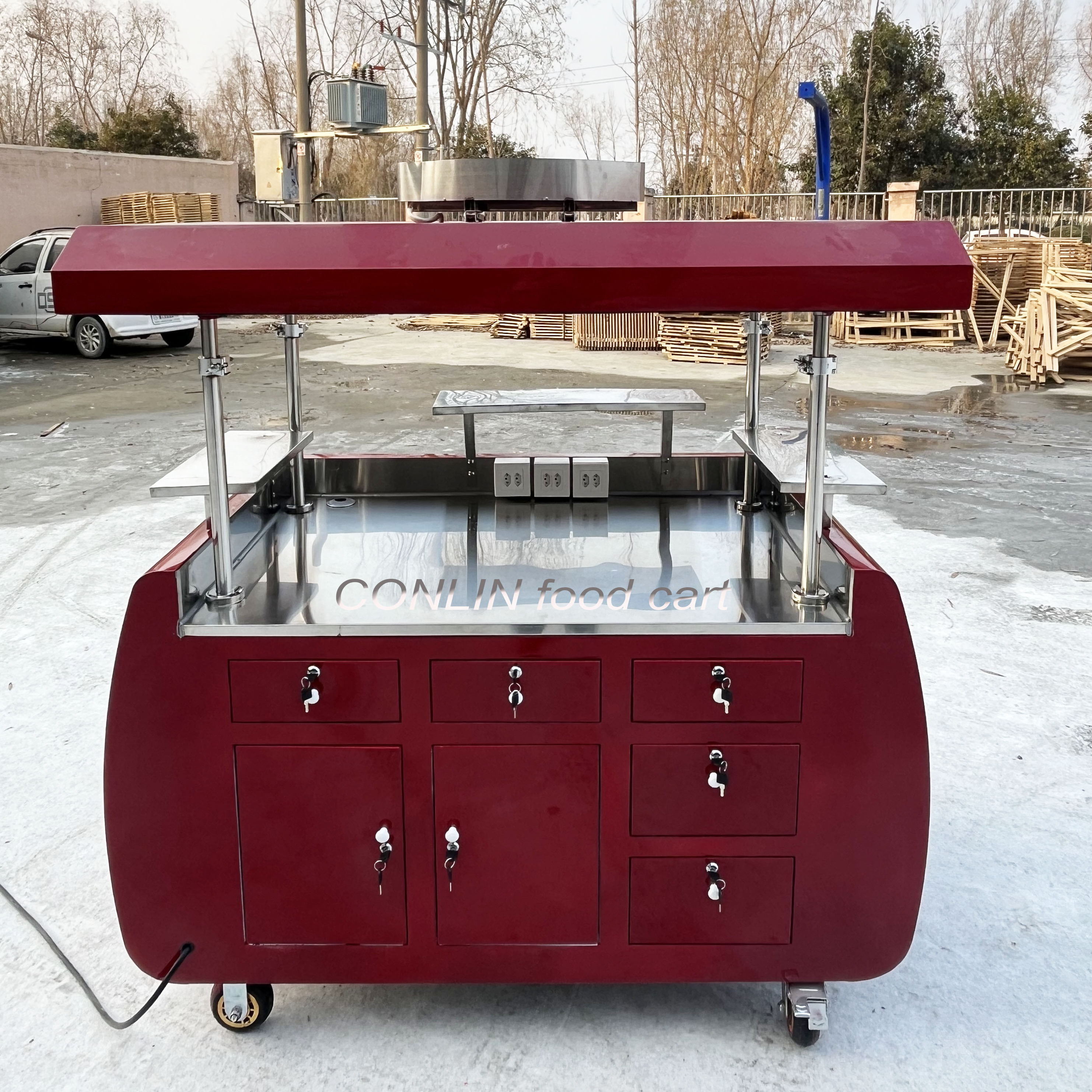 Hot Selling Coffee Cart Mobile Coffee Snack Food Factory Fruit Cart Fruit Stand Cart For Sale