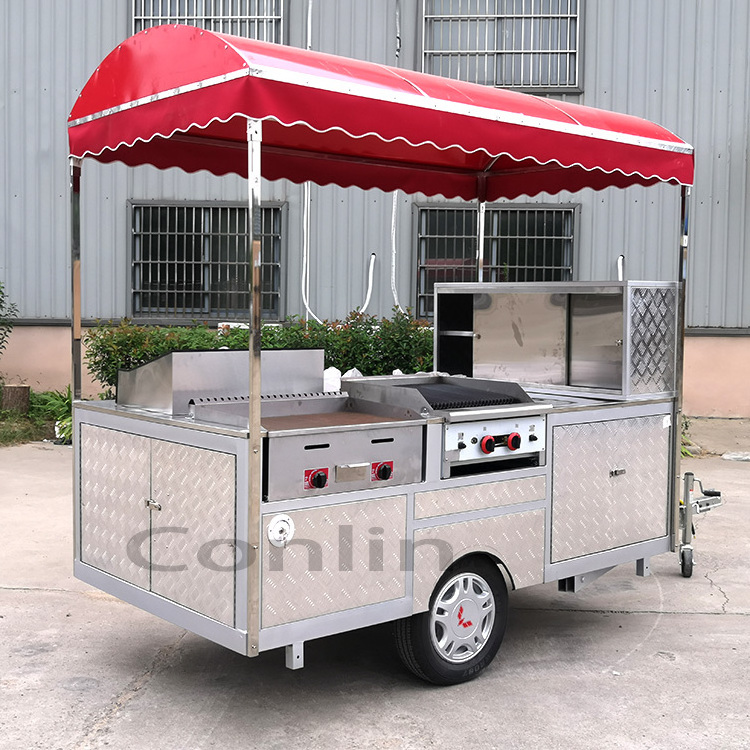 Functional food trucks churros car for hotdogs street food booth for sale