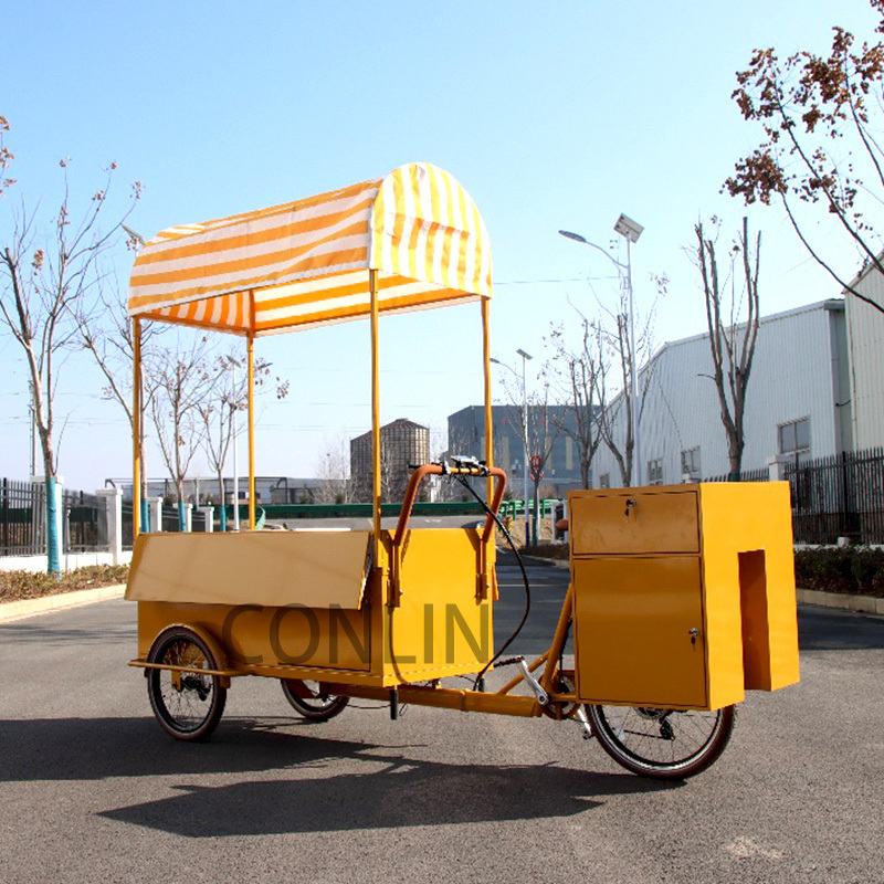 Coffee Cart With Electric Bike Coffee Cart Commercial Food Bicycle Cart Hot Dog Bike For Sale