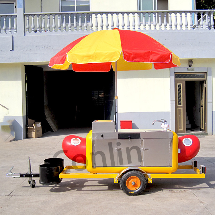 Hot selling street mobile hot dog stand hotdog cart with grill