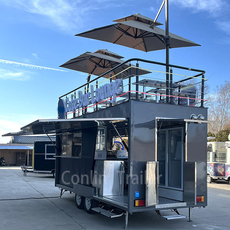 Functional food truck two story festival food concession trailer burger cart for sale