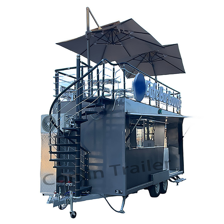 Functional customized food truck coffee 2 floor design mobile hot food cart mobile pizza oven trailers for sale