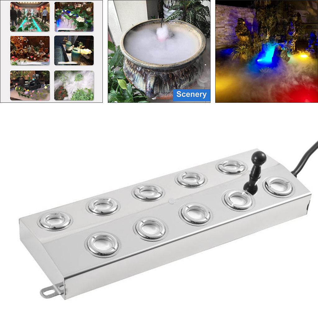 8 Head Ultrasonic Mist Maker Fogger Stainless Steel Humidifier Aeromist Hydroponics Water Fountain Pond Atomizer