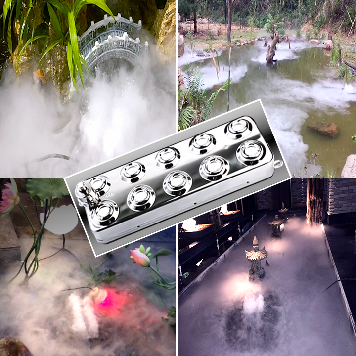 10 Head Mist Generator Stainless Steel Fog Atomizer Landscape Garden Sprayer Ultrasonic Industry Humidifier Greenhouse Fogger