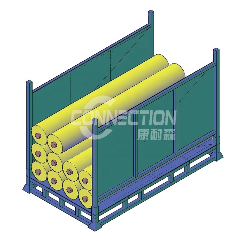 Customized textile industry save space galvanized metal foldable storage fabric rolls pallet rack stacking racks & shelves