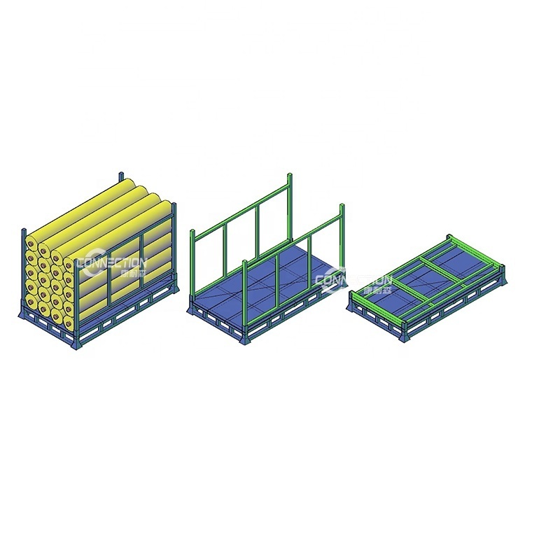 Customized textile industry save space galvanized metal foldable storage fabric rolls pallet rack stacking racks & shelves