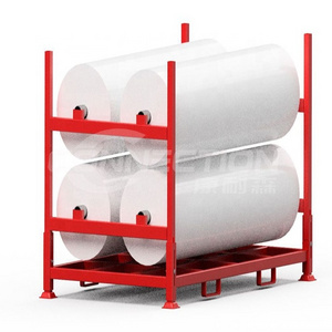 Customized textile industry save space galvanized metal foldable storage fabric rolls pallet rack stacking racks & shelves