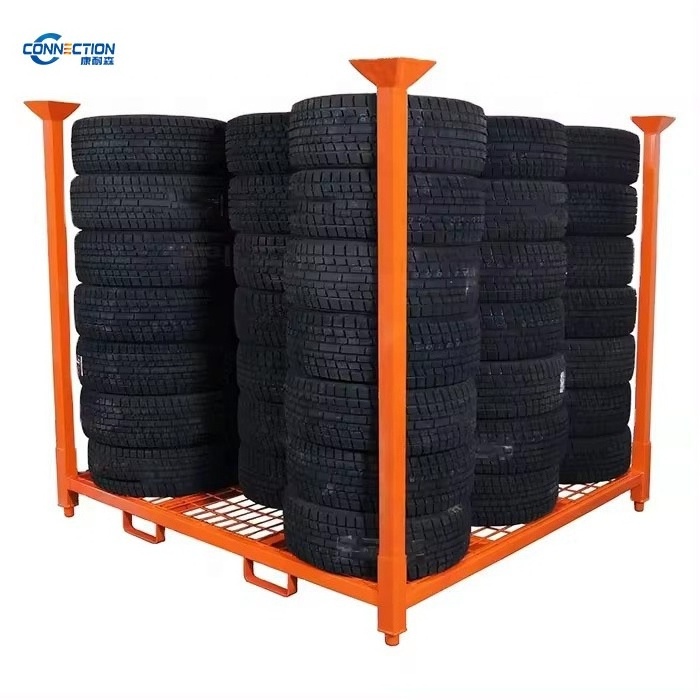 Warehouse Tyre Storage Stacking Post Rack Iron Rack Foldable Steel Rack Stacking Shelves