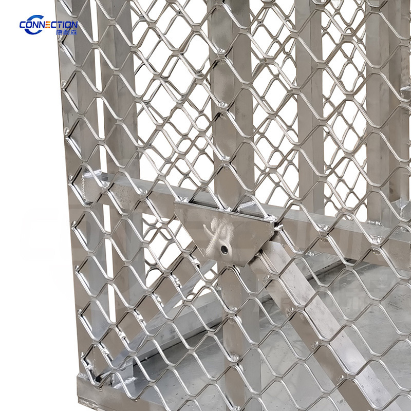 shipboard use for aluminum cage Heavy duty movable storage  pallet cage bins stillage with wheel