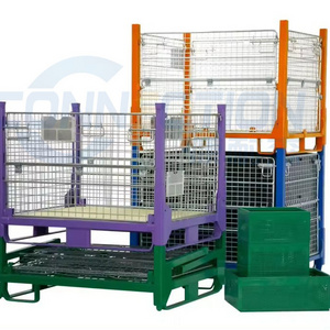 Warehouse Powder Coating Coating Foldable Wire Mesh Storage Cage Steel Pallet Cage Metal Crate For Material Handing Storage