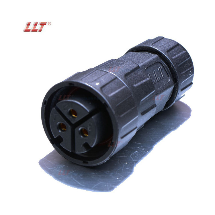 LLT IP67 Waterproof Plastic Nylon M25 3 Pin Assembly Thread Lock Solar Power Battery Charging Male Female Connector Plug