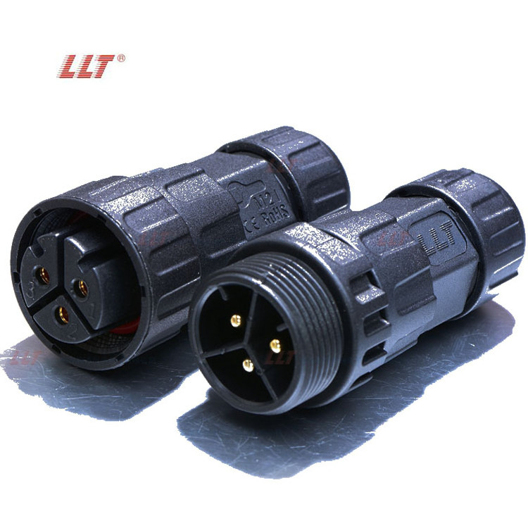 LLT IP67 Waterproof Plastic Nylon M25 3 Pin Assembly Thread Lock Solar Power Battery Charging Male Female Connector Plug