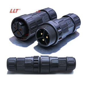 LLT IP67 Waterproof Plastic Nylon M25 3 Pin Assembly Thread Lock Solar Power Battery Charging Male Female Connector Plug