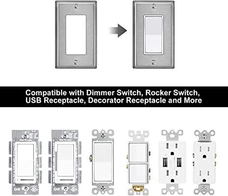 Metal 1 Gang Switch Cover Stainless Steel Outlet Cover Decorator Metal Wall Plate Electrical Panel Faceplate Wall Plate Cover