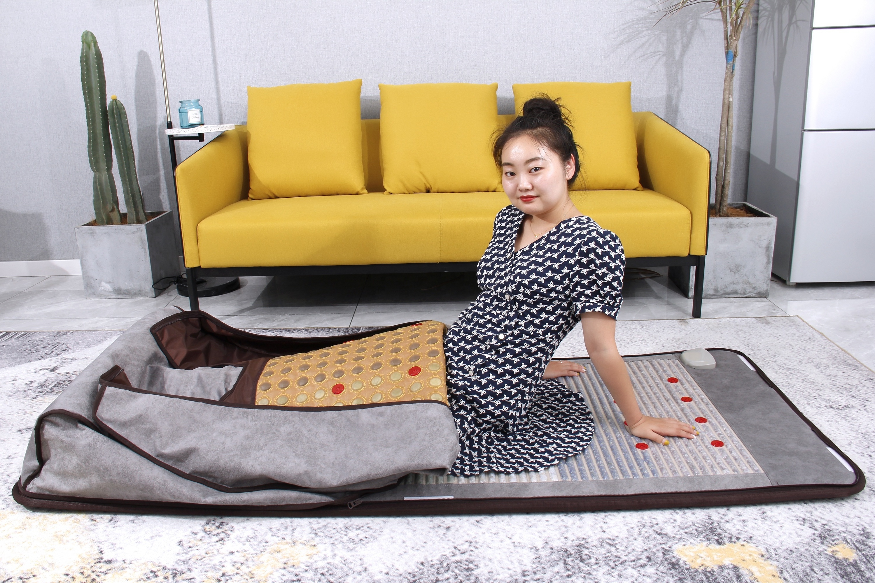 korea body slimming wrap luxurious infrared sauna blanket with amethyst stones chakra gemstone mat mattress