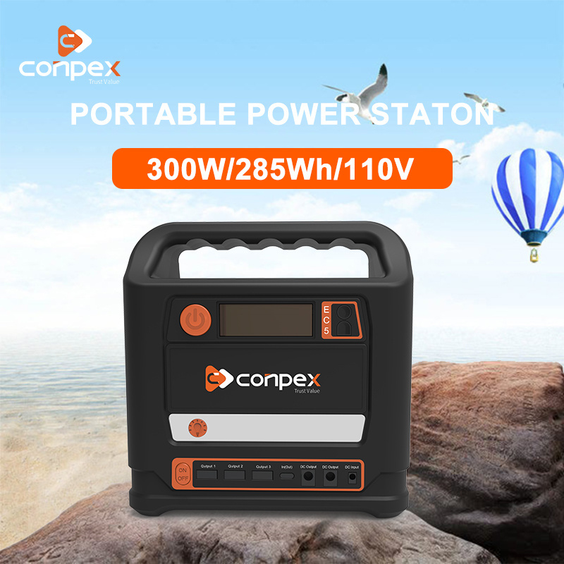 Conpex 300w Solar Panel Portable Power Bank AC/DC USB Output Outdoor Power Bank Station Electricity Generation