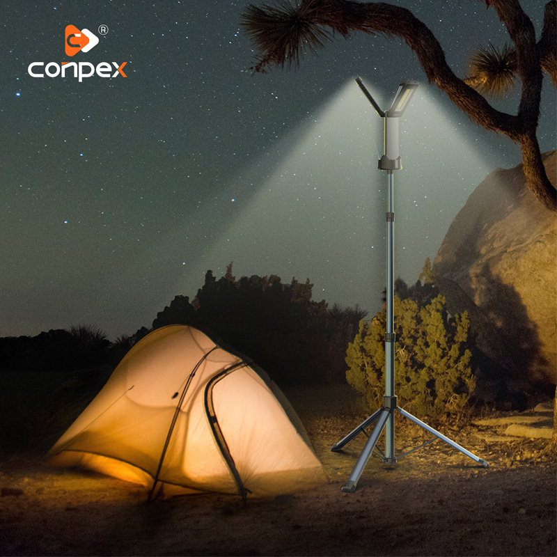 Conpex Portable Foldable Camping Light Outdoor Adjustable High Pole Tent Battery Camping Led Lamp