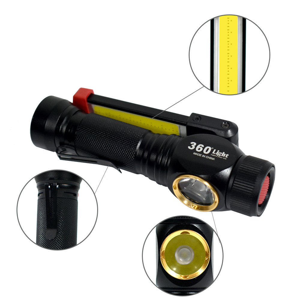 360Light Factory Wholesale COB Chip Mini 1000 Lumens Flashlight Torch DC 5V 6000K Led Flashlight