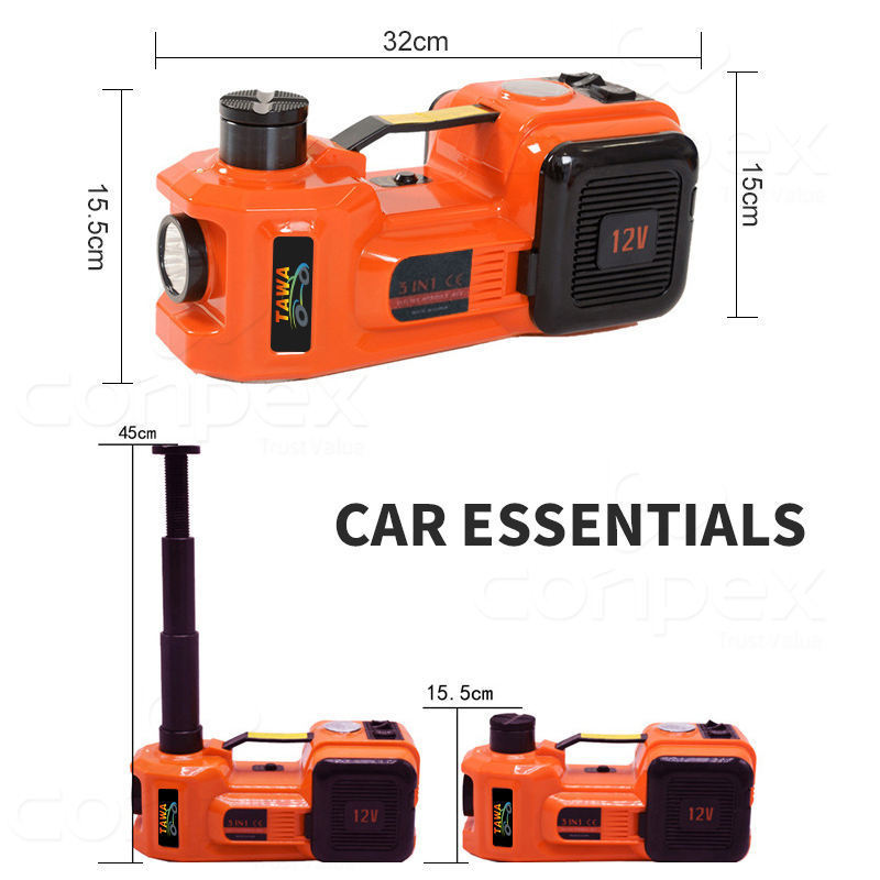 Low MOQ 2024 New 3-in-1 Electric Hydraulic Car Jack Tyre Repair Kit Car Jacks Electric Portable Jack for Car