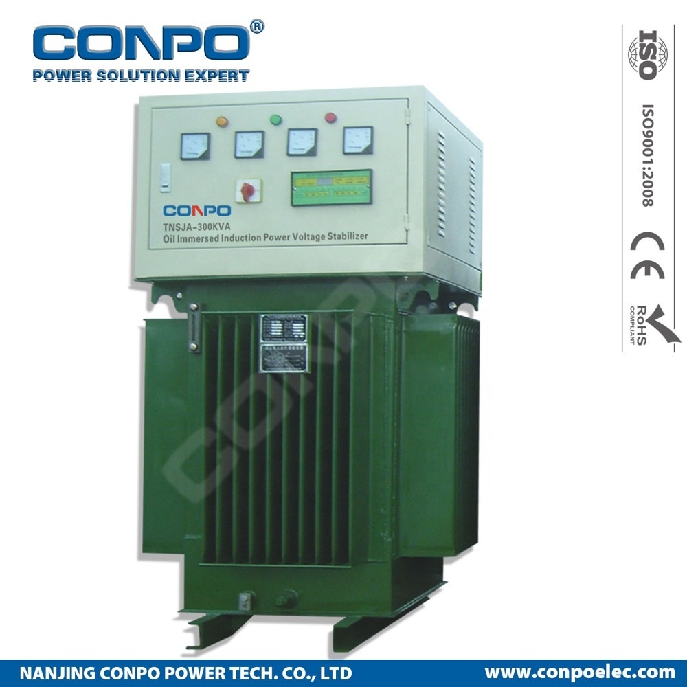 TNSJA-500KVA Oil-immersed Induction (Brushless/Stepless) Three Phase Automatic Voltage Stabilizer Regulator AVR 380V/400/415VAC