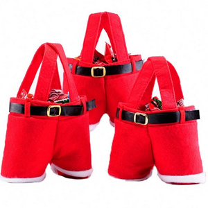 Cute Pants Christmas stocking Gift Bag Red White Color Felt Christmas Decoration