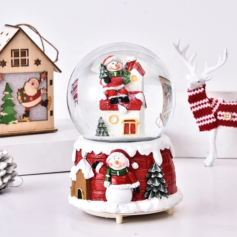 Christmas Resin Water Ball Decoration Lamp Light Music Santa Claus Tree Snowman Snow Globe