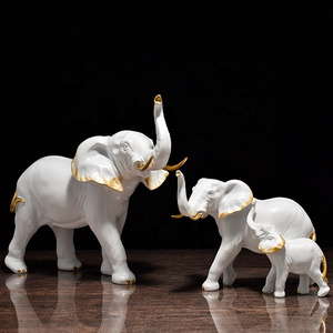 Gold black white elephant decoration handicraft home decor resin elephant statue sculpture figurine