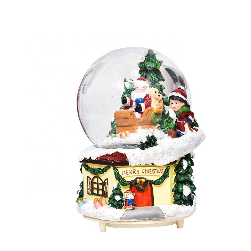 Santa Claus tree christmas glass ball snow globes village house light music christmas toys gift 2024 wholesale