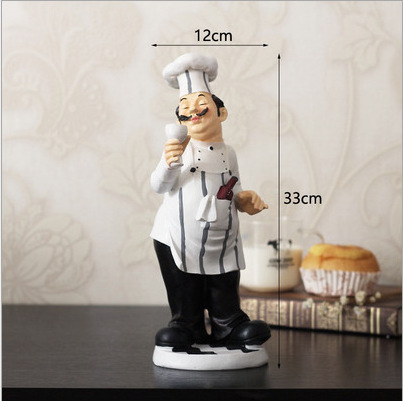 Factory wholesale new design resin kitchen decoration chef figure sculpture cook statues with chalkboard