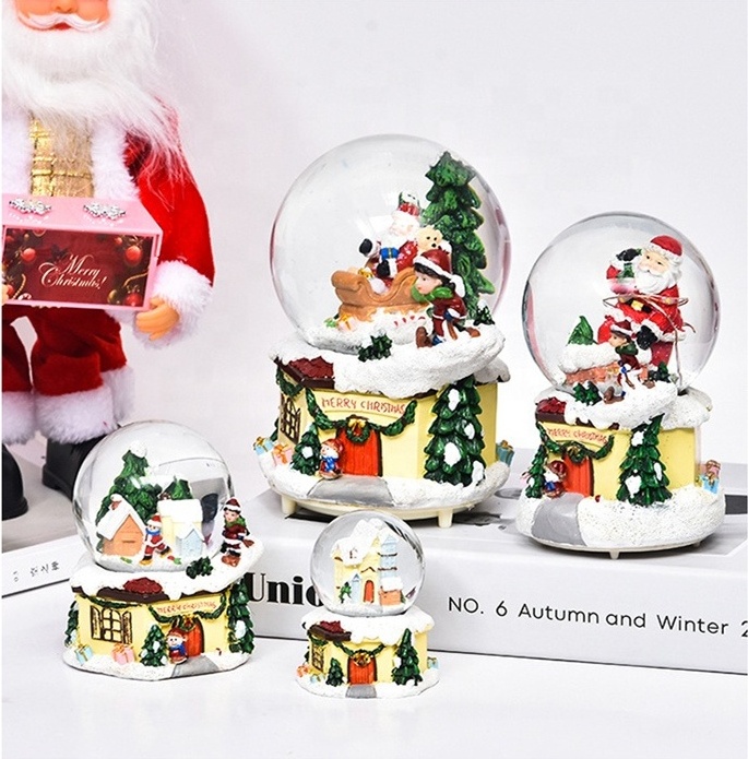 Santa Claus tree christmas glass ball snow globes village house light music christmas toys gift 2024 wholesale