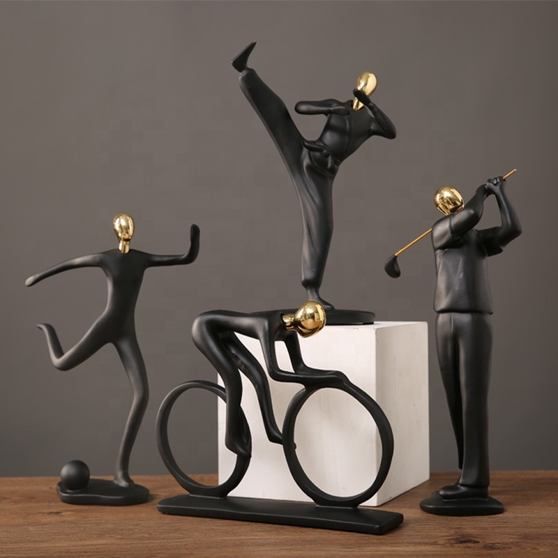 statue of man sports bike shooting kung fu baseball golf football tennis Ping Pong figures