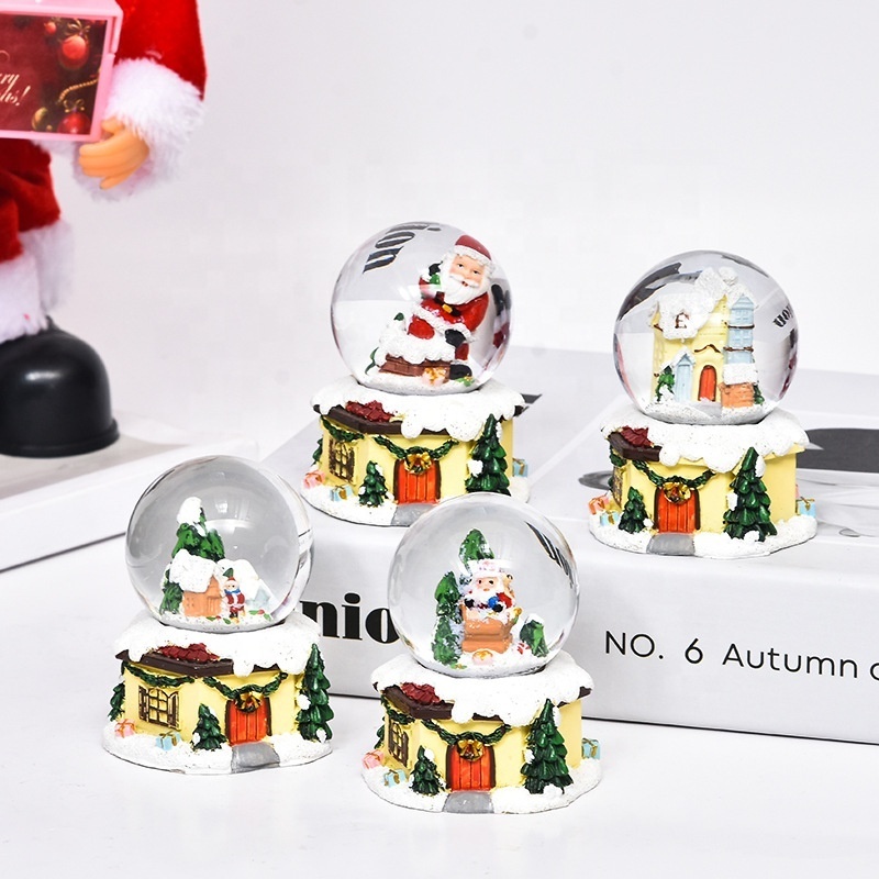 Santa Claus tree christmas glass ball snow globes village house light music christmas toys gift 2024 wholesale