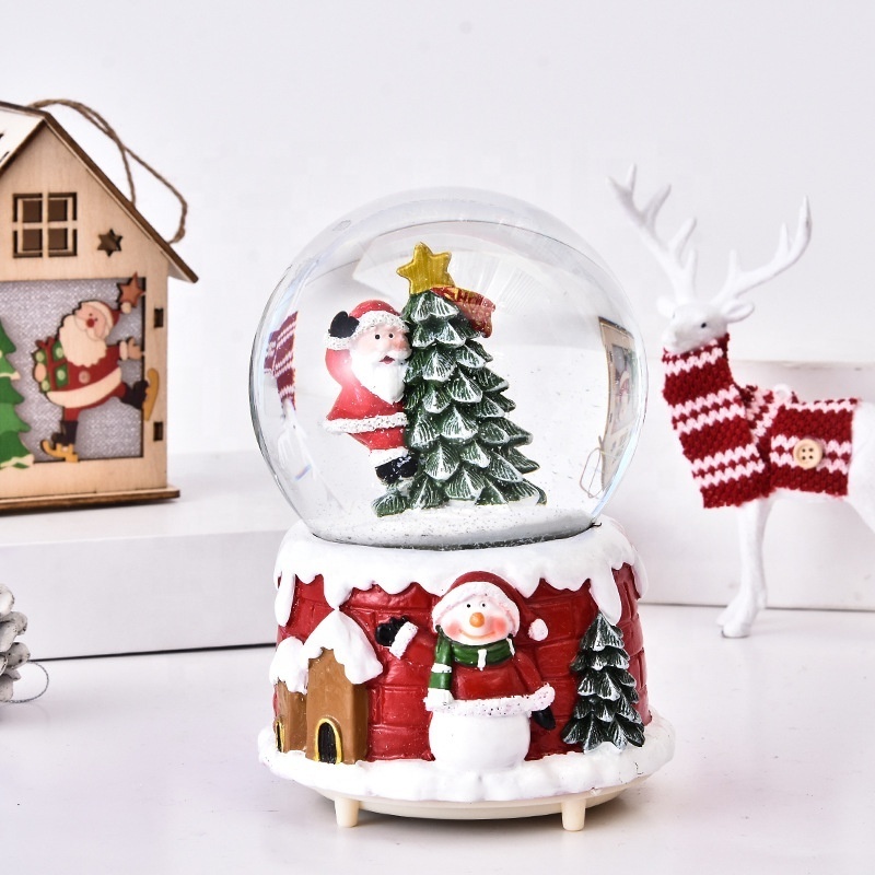 Christmas Resin Water Ball Decoration Lamp Light Music Santa Claus Tree Snowman Snow Globe