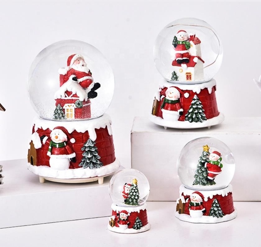 Christmas Resin Water Ball Decoration Lamp Light Music Santa Claus Tree Snowman Snow Globe