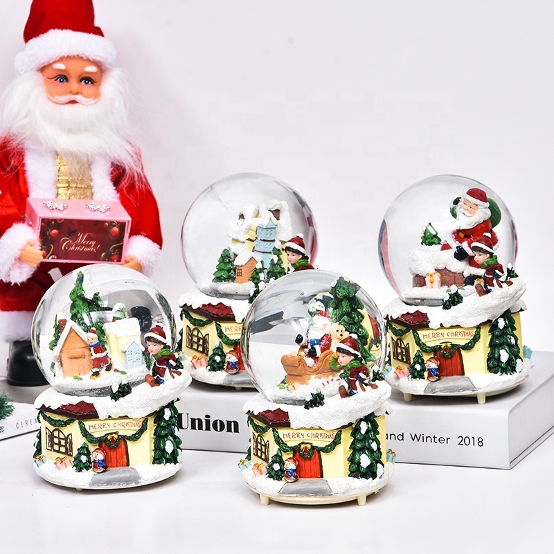 Santa Claus tree christmas glass ball snow globes village house light music christmas toys gift 2024 wholesale