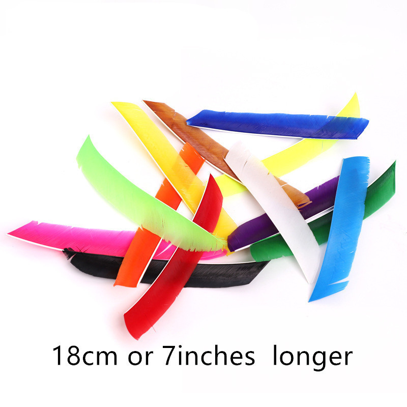 Wholesale white red black green blue green yellow and neon color turkey full length arrow feathers for traditional arrows