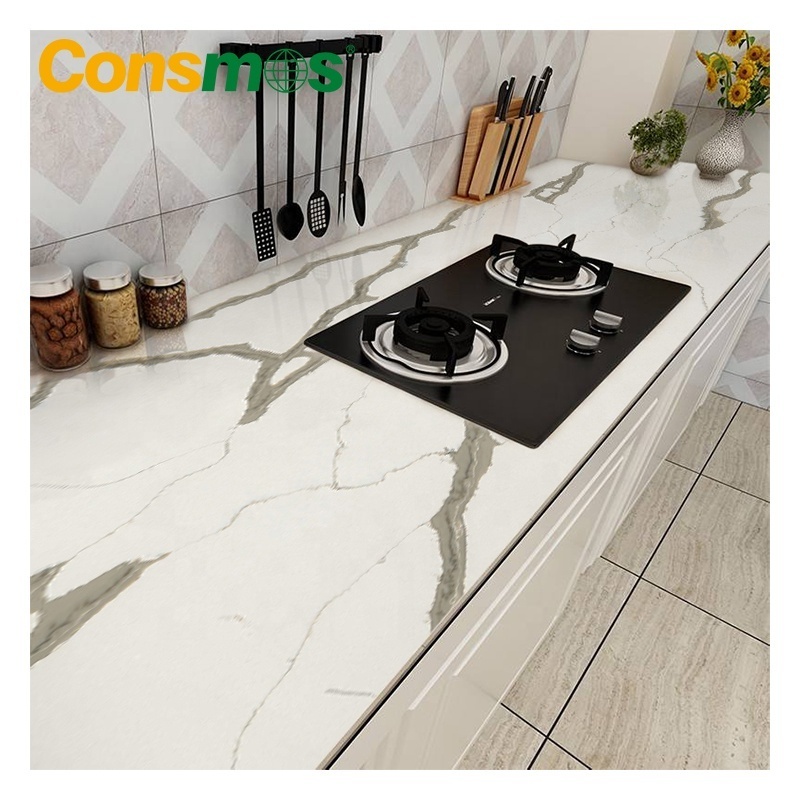 Modern White Artificial Stone Slabs Quartz Countertop for Kitchen