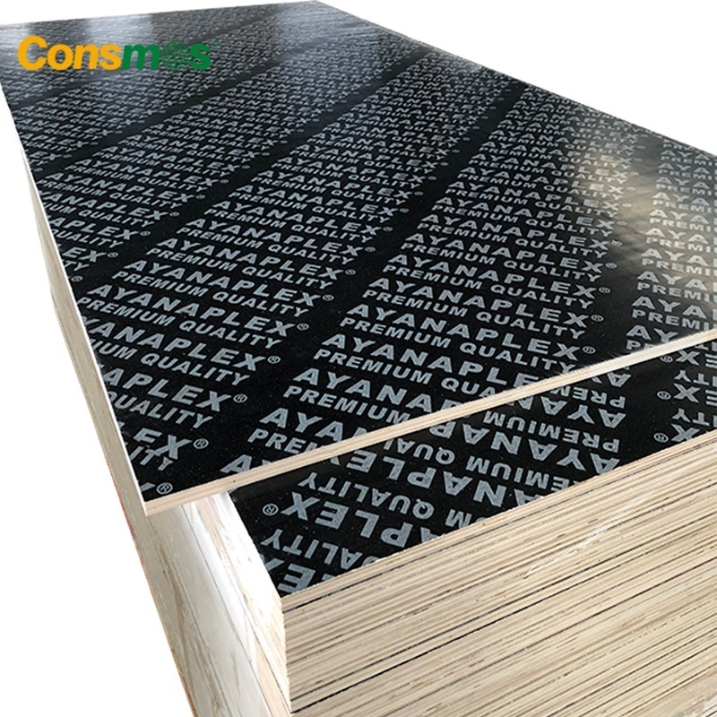 Consmos 1220x2440mm 18mm Black Film Faced Plywood Marine Construction Formwork WBP Phenolic Board