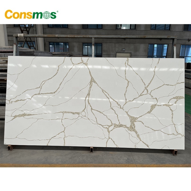 Modern White Artificial Stone Slabs Quartz Countertop for Kitchen