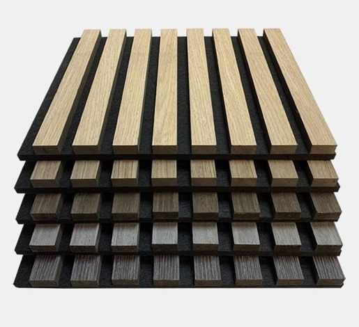 Wood Slat Wall Panels Lattenwand Sound Absorbing Soundproof Acoustic Panels 3D Wood Wall Tiles