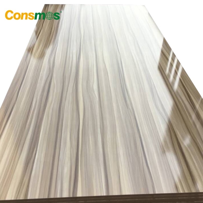 CONSMOS 12mm 15mm 18mm white or wood grain melamine paper faced plywood for furniture