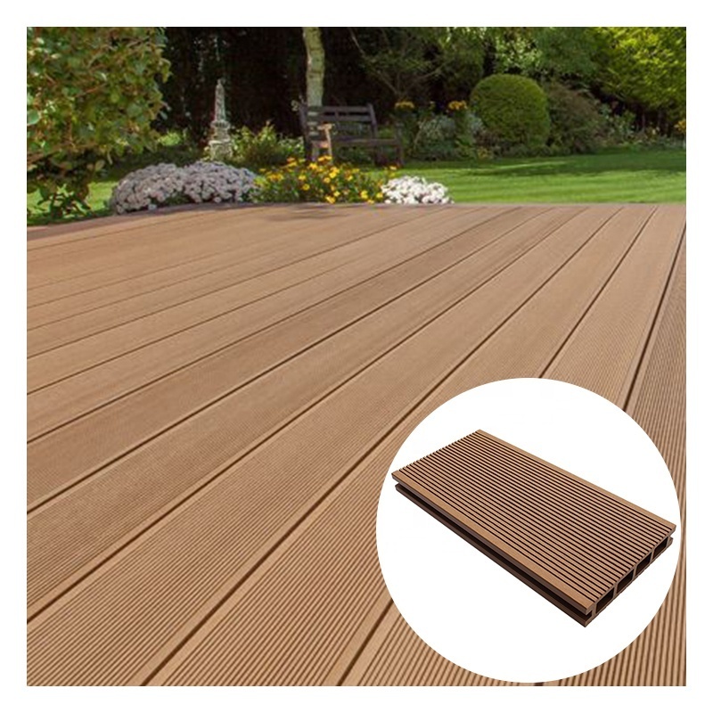 Consmos 150*20 Hollow 3D Embossed Wood Plastic Composite WPC Decking Flooring