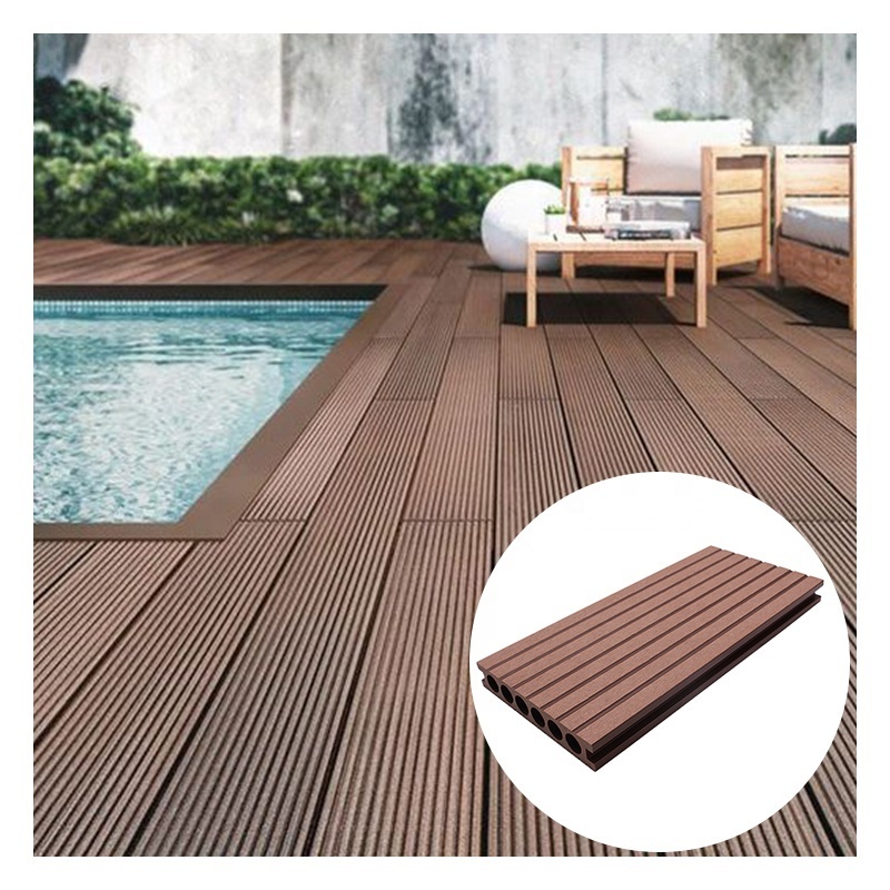 Consmos 150*20 Hollow 3D Embossed Wood Plastic Composite WPC Decking Flooring