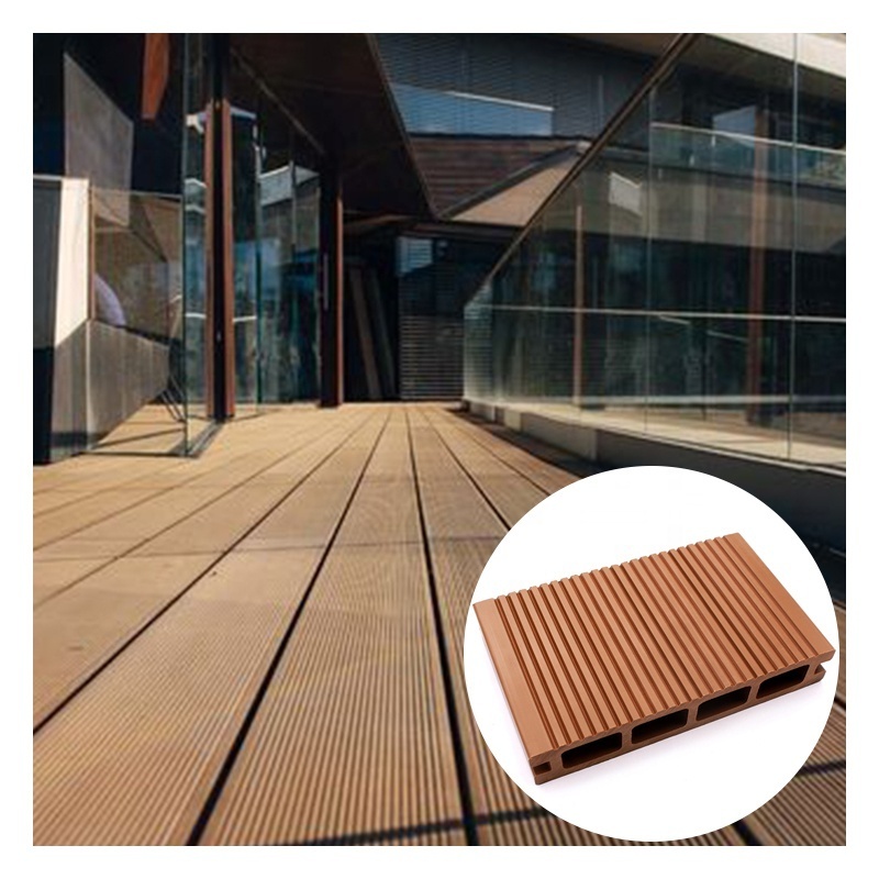 Consmos 150*20 Hollow 3D Embossed Wood Plastic Composite WPC Decking Flooring