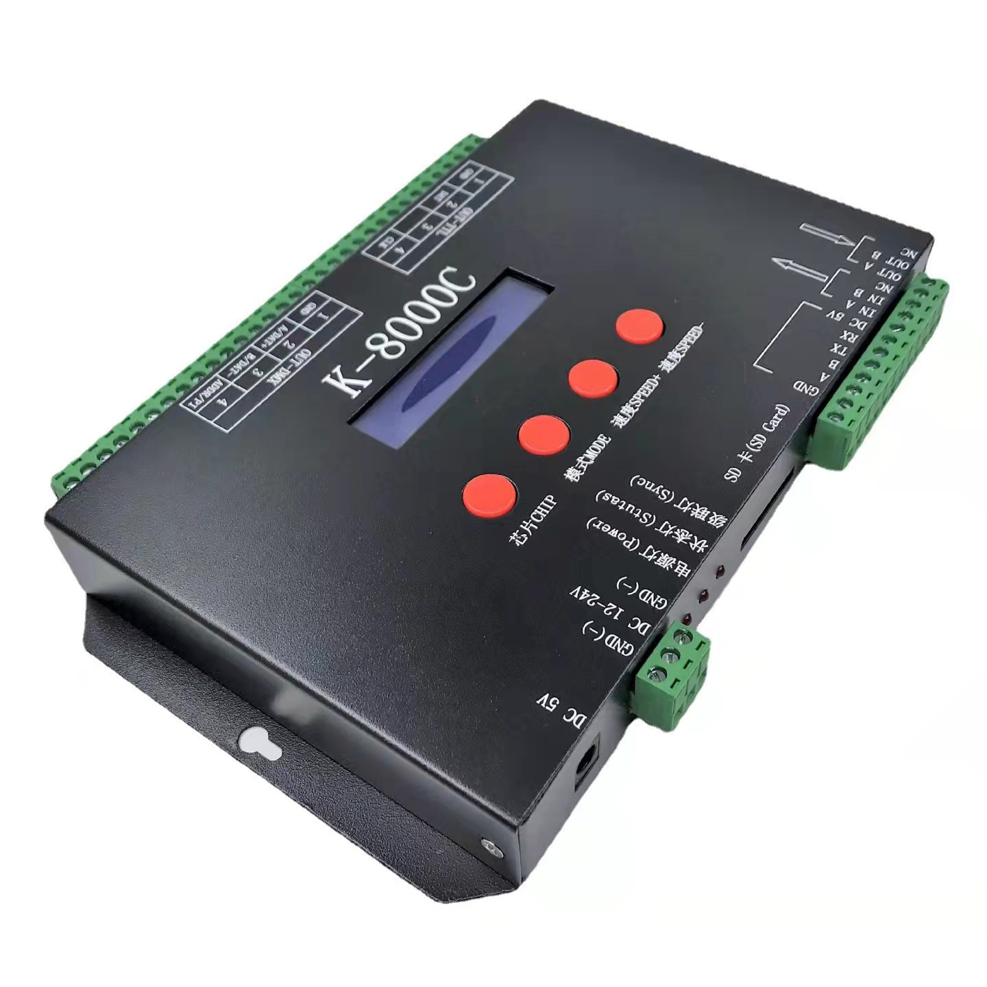 Addressable RGB RGBW RGBIC RGBWIC Programmable LED Controller K-8000C SD Card 8 Ports Max 8192 IC Pixels Point SPI Signal Output